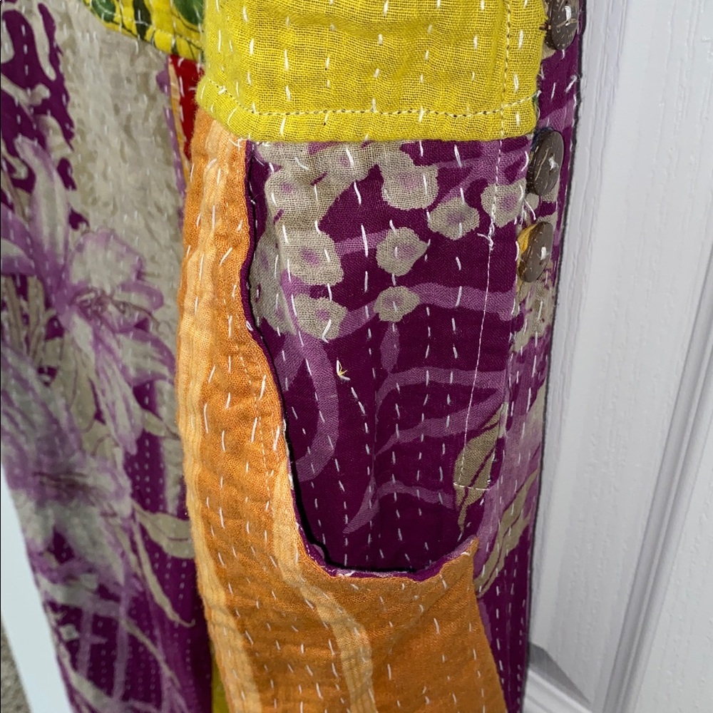 NWT Earthbound Kantha‎ Boho Floral Patchwork Overalls - Picture 5 of 9